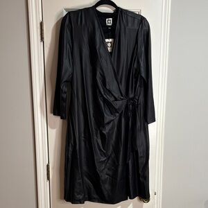 ANNE KLEIN NEW! Black faux leather dress